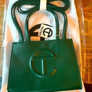 Telfar small black olive shopping bag